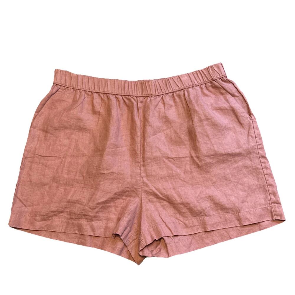 Philosophy 100% Linen Pull On Shorts Womens XL Pink Elastic Waist Casual Summer - Picture 11 of 12